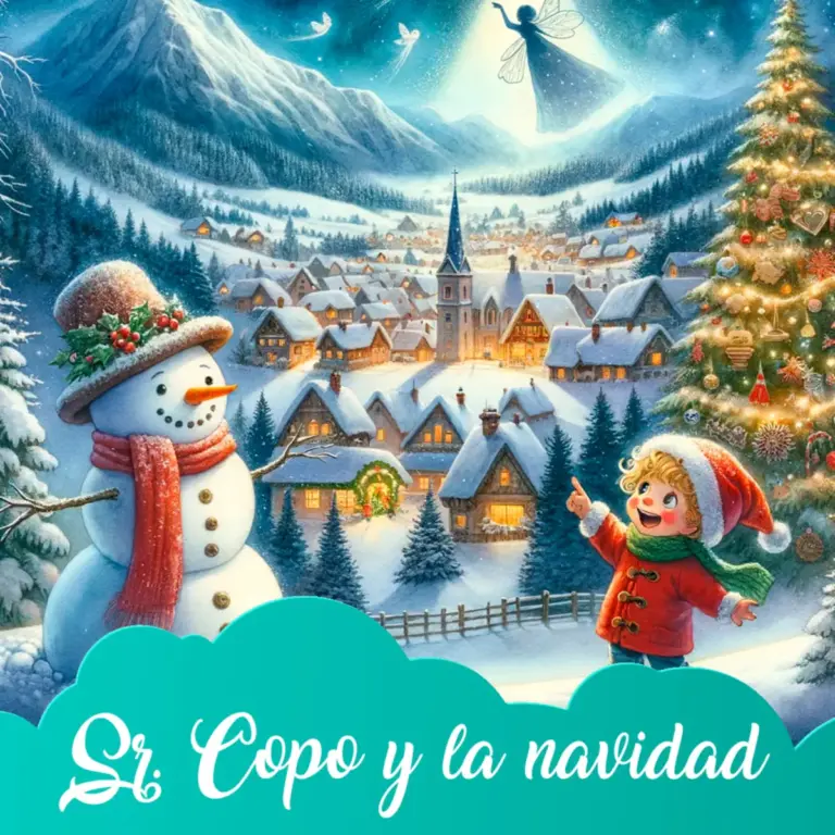 Ilustración del cuento infantil «Sr. Copo y la Navidad» de Raquel Tolmo