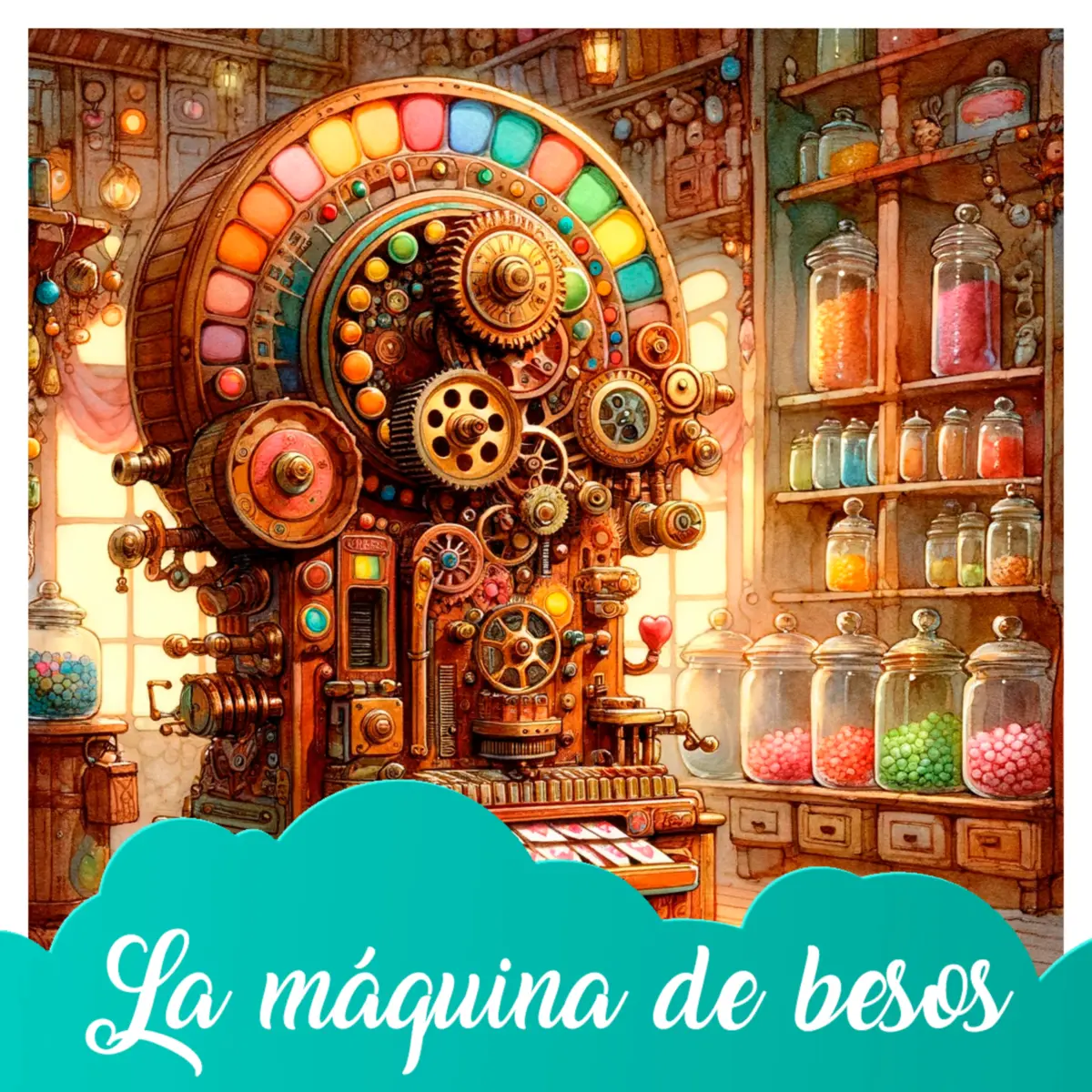 Ilustración del cuento infantil «La máquina de besos» de Raquel Tolmo