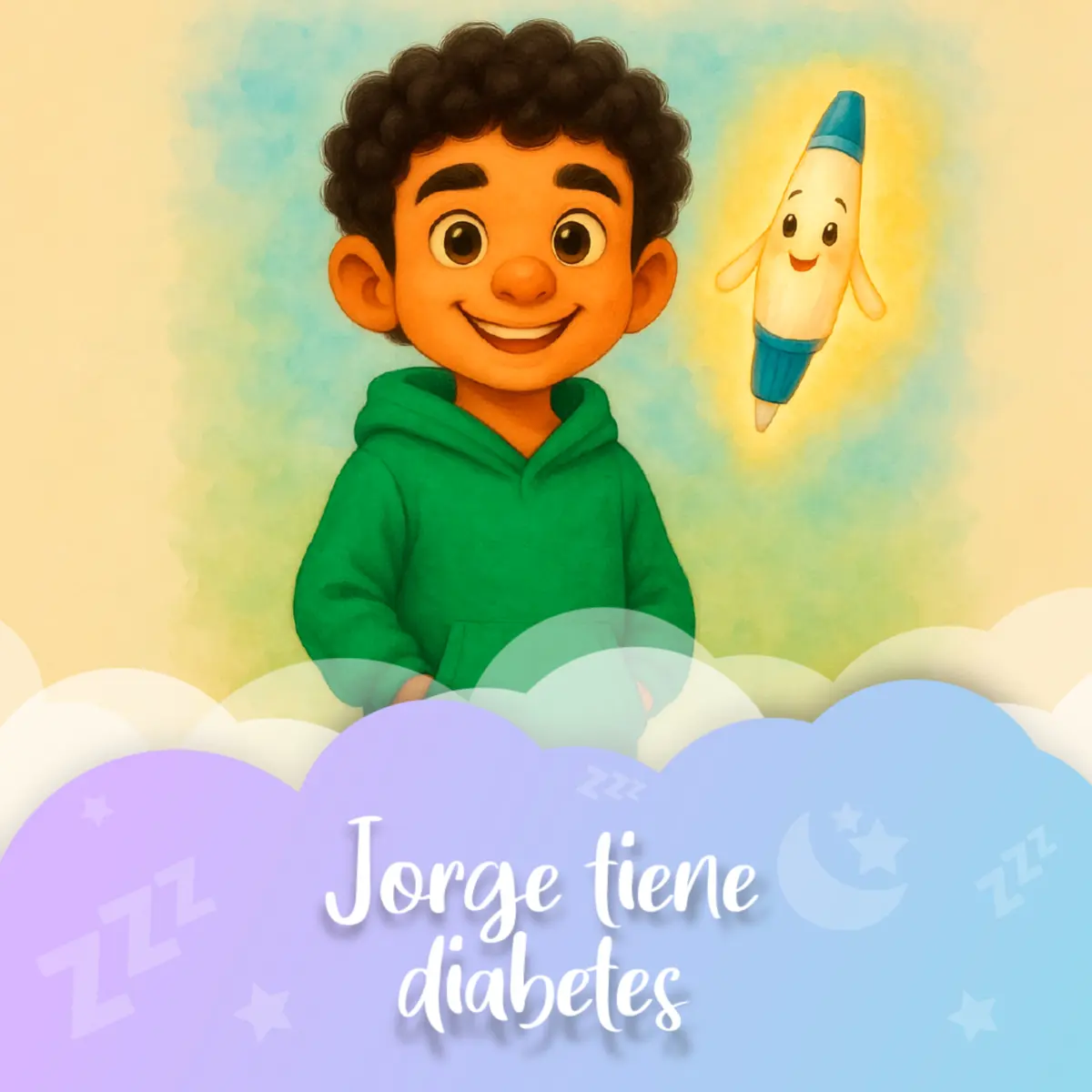 Ilustración del cuento infantil «Jorge tiene diabetes» de Raquel Tolmo