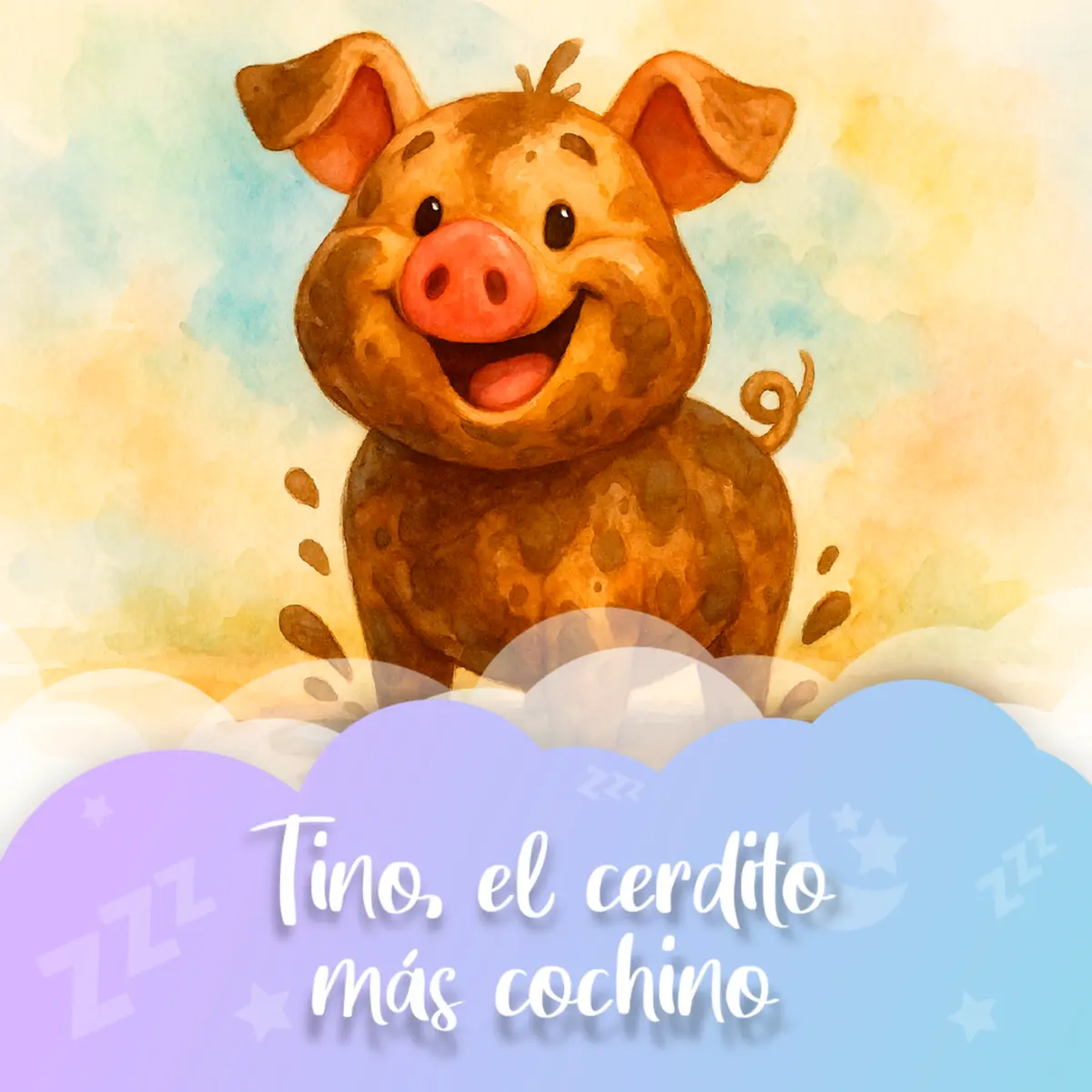 Ilustración del cuento infantil «Tino, el cerdito más cochino» de Raquel Tolmo