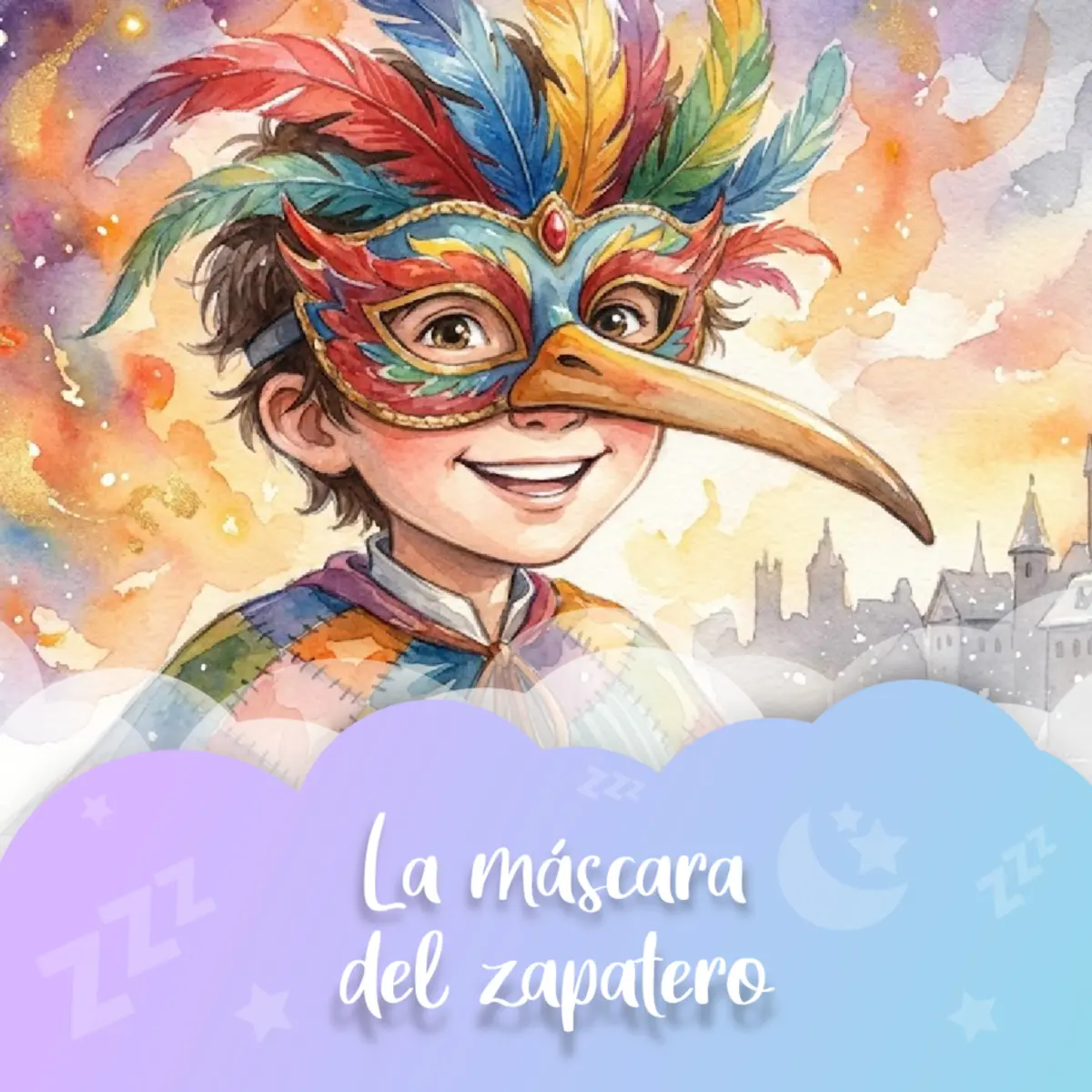 Ilustración del cuento infantil «La máscara del zapatero» de Raquel Tolmo